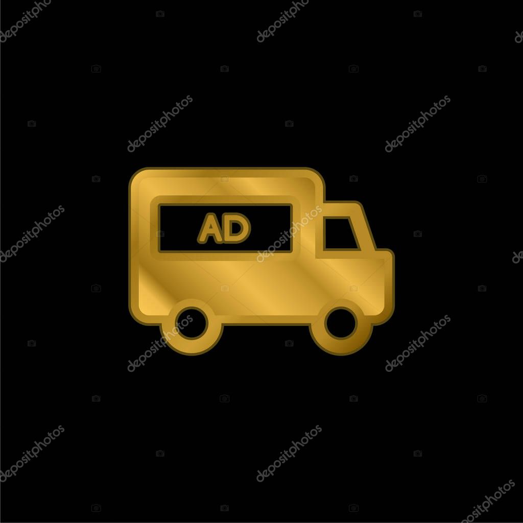 AD Van gold plated metalic icon or logo vector
