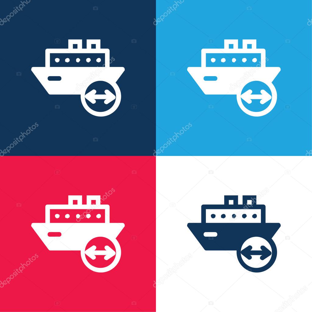 Boat Length blue and red four color minimal icon set