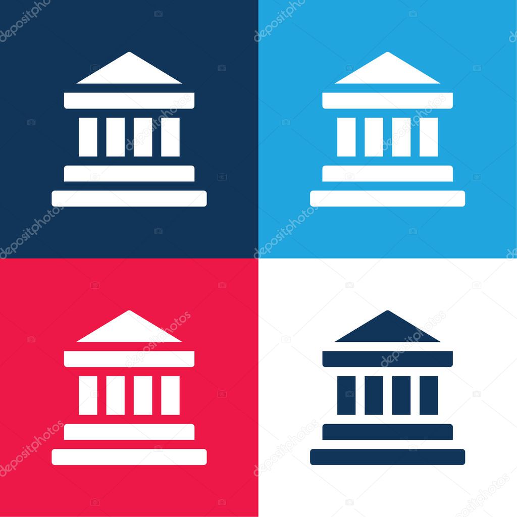 Bank blue and red four color minimal icon set