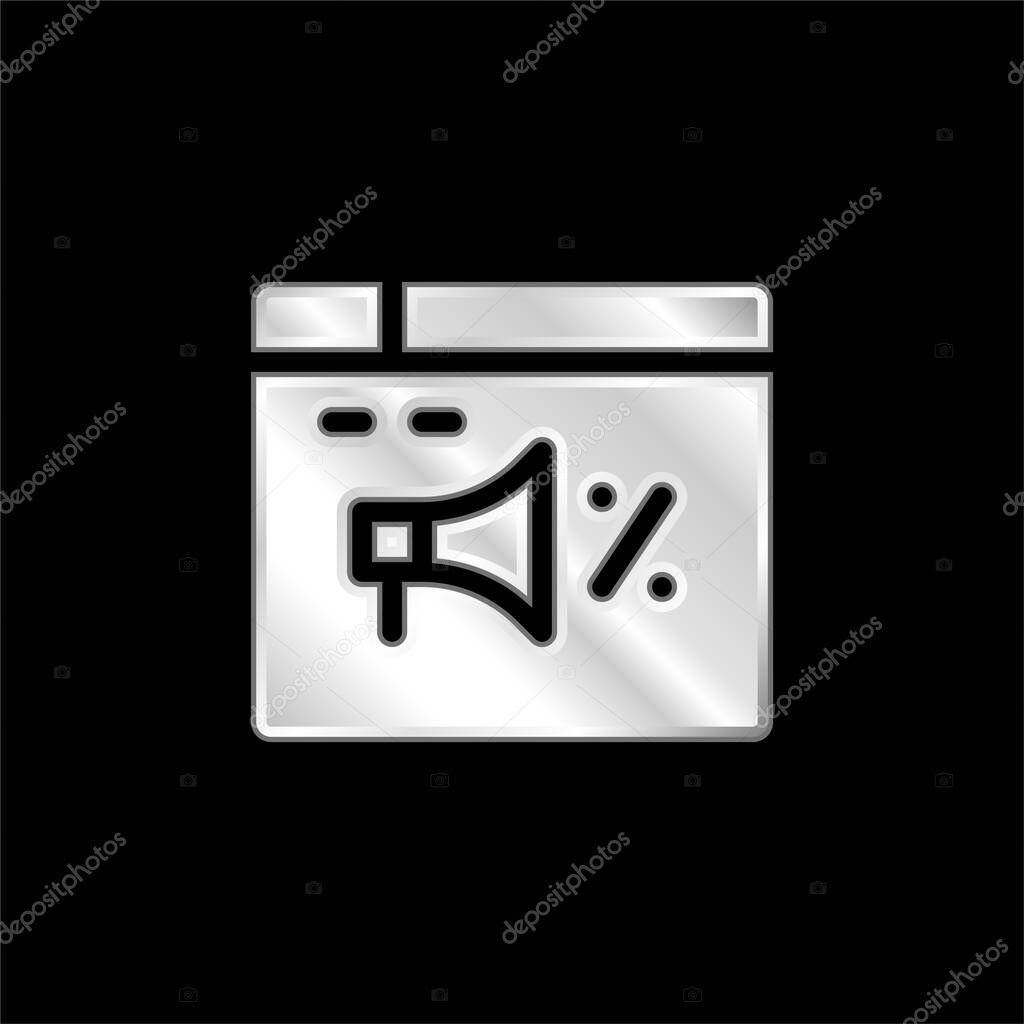 Advertising silver plated metallic icon
