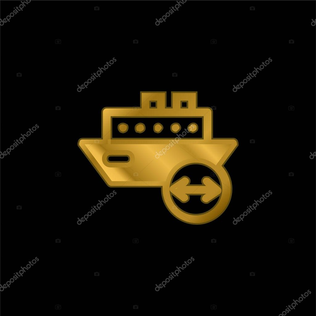 Boat Length gold plated metalic icon or logo vector