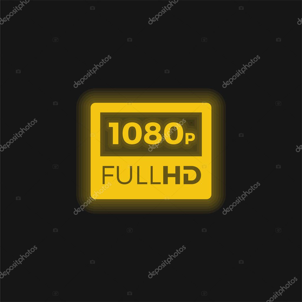 1080p Full HD yellow glowing neon icon