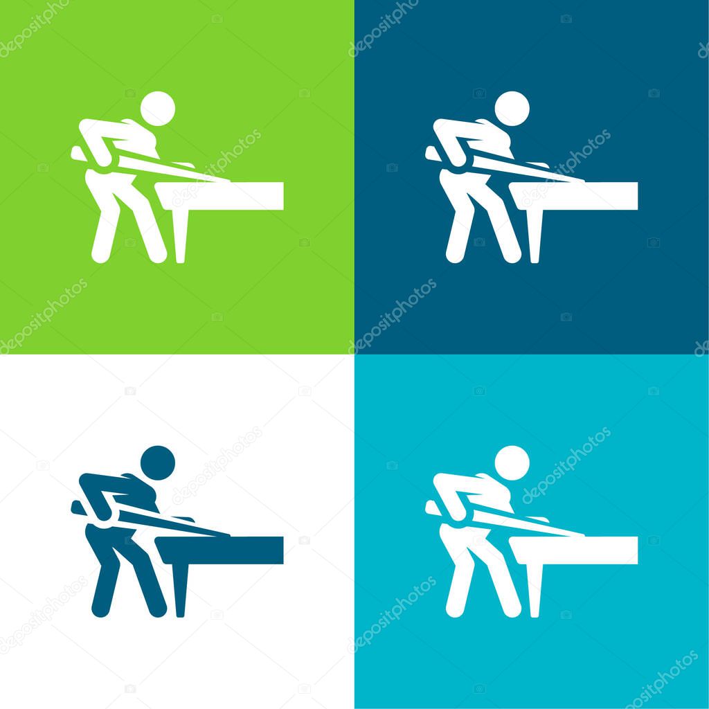 Billiard Flat four color minimal icon set