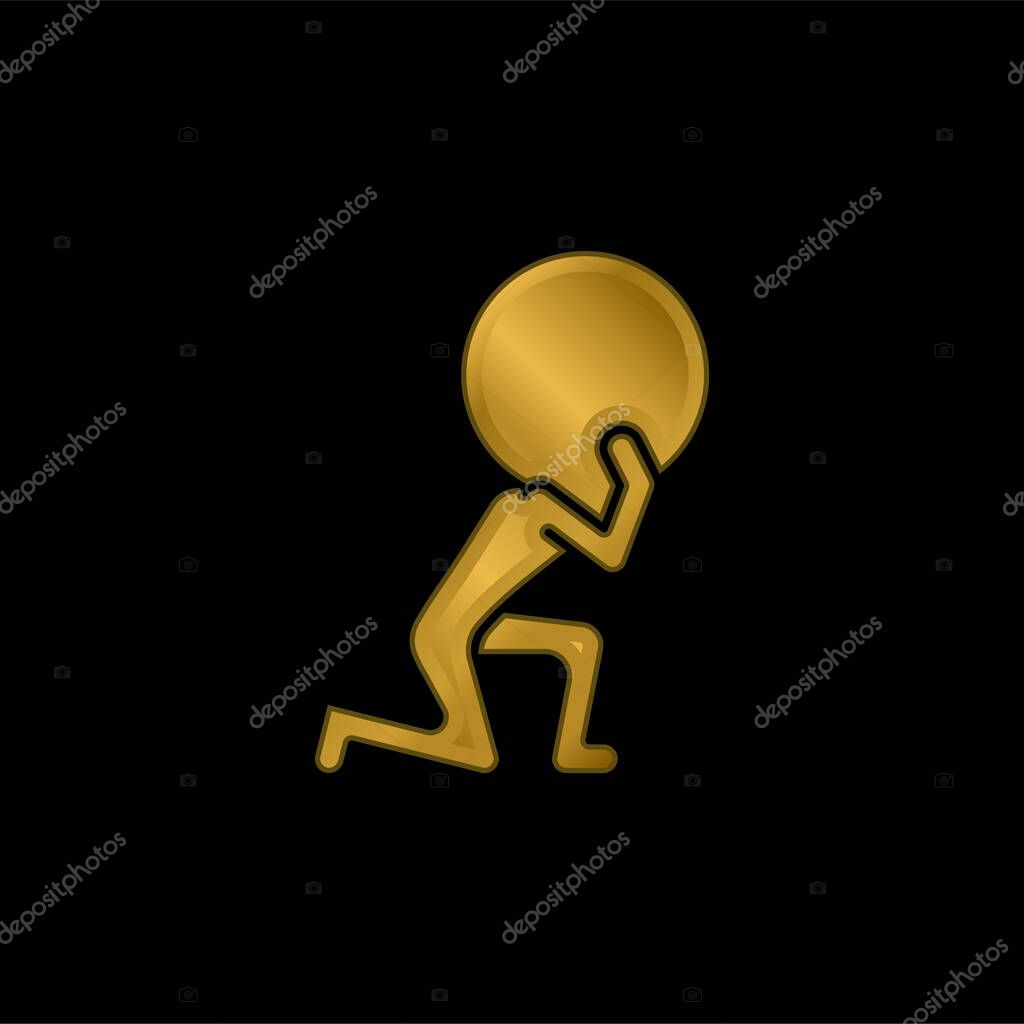 Atlas gold plated metalic icon or logo vector