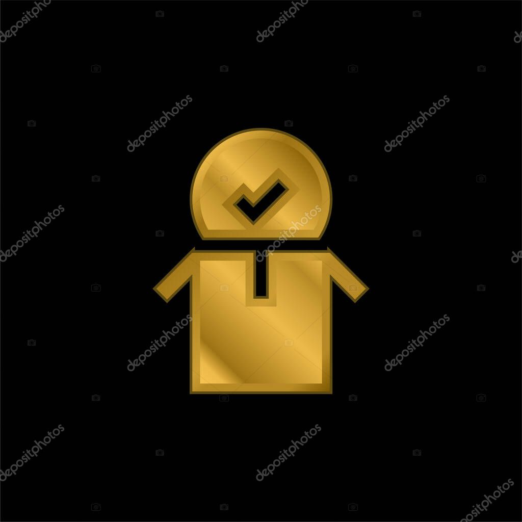 Approved gold plated metalic icon or logo vector