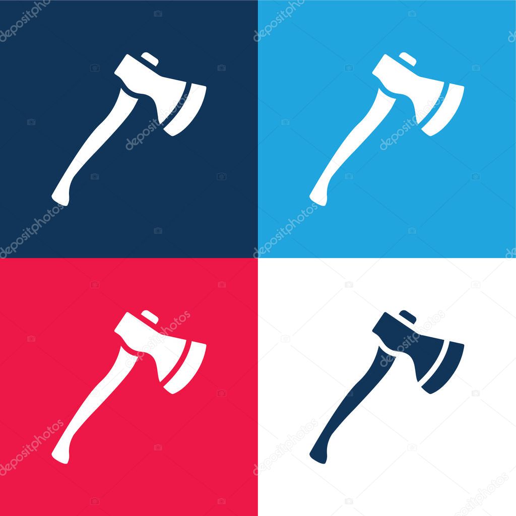 Axe blue and red four color minimal icon set