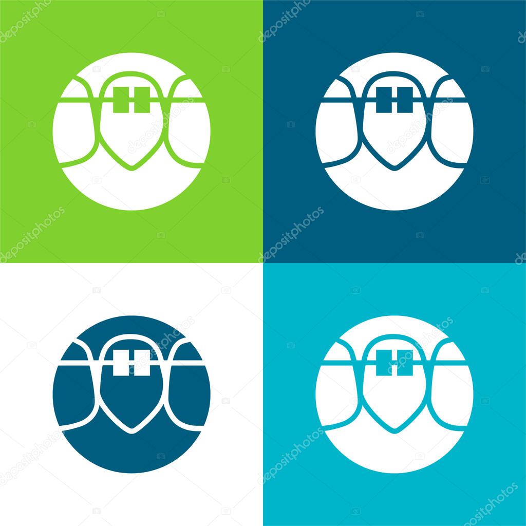 Braces Flat four color minimal icon set
