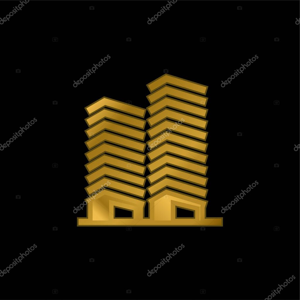 Apartments gold plated metalic icon or logo vector