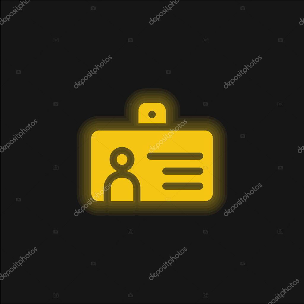 Badge yellow glowing neon icon