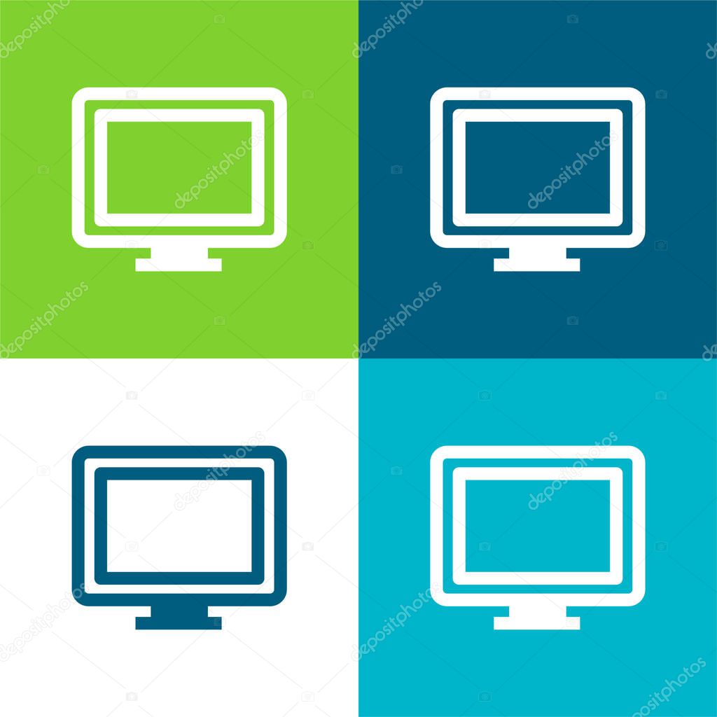 Big Computer Monitor Flat four color minimal icon set