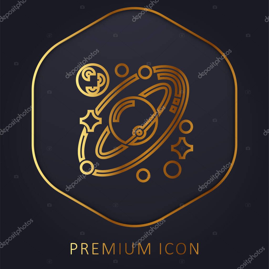 Astronomy golden line premium logo or icon