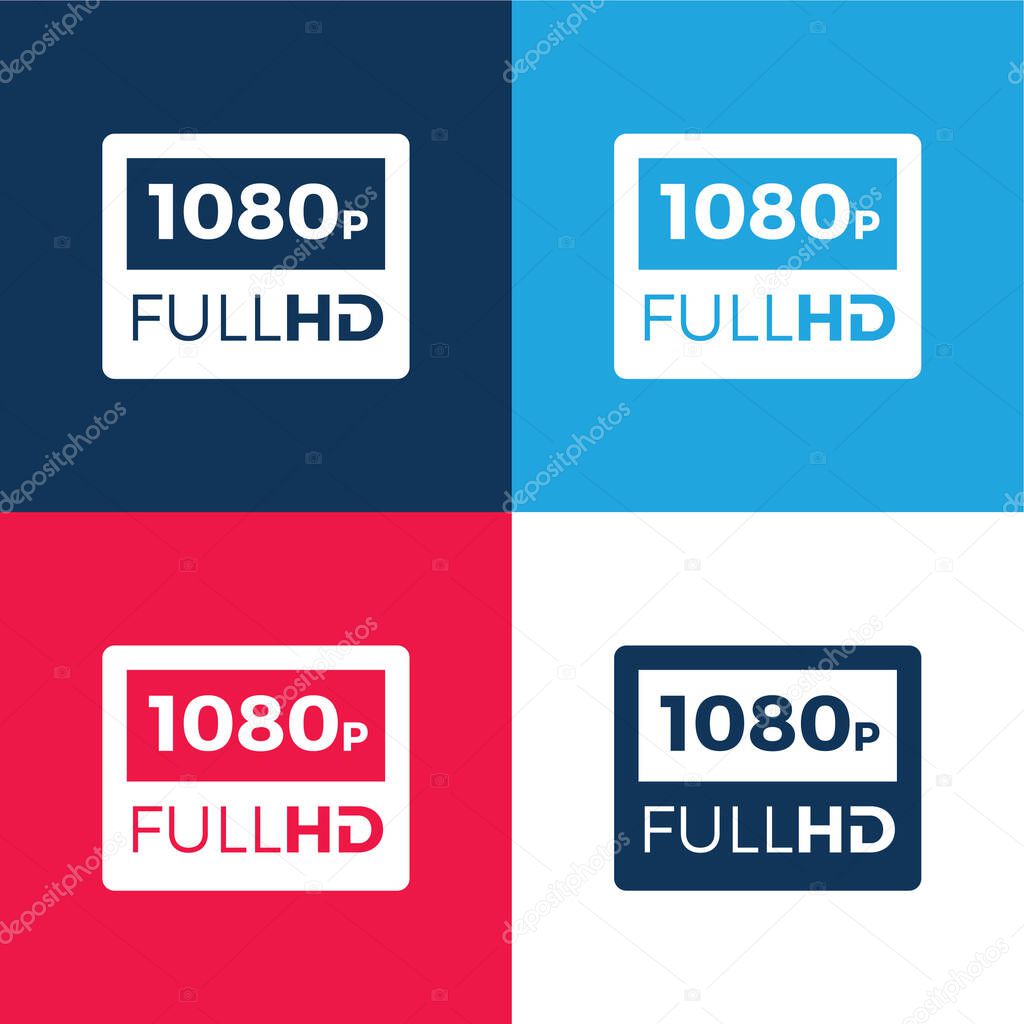 1080p Full HD blue and red four color minimal icon set