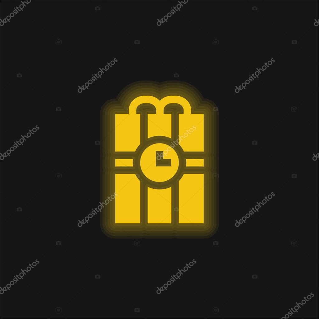 Bomb yellow glowing neon icon