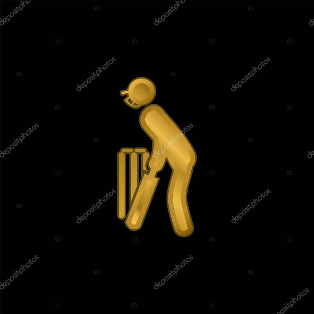 Bats Man gold plated metalic icon or logo vector
