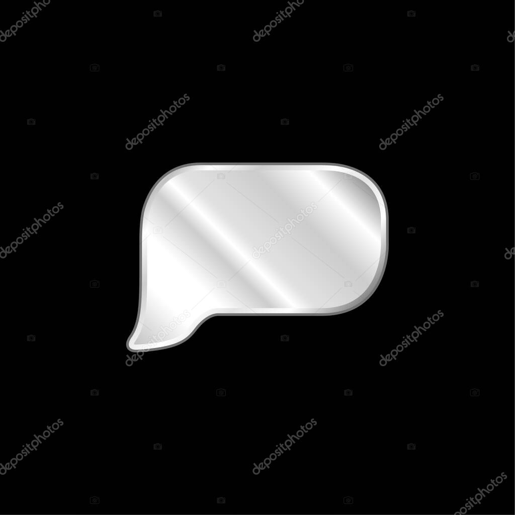 Black Empty Speech Bubble silver plated metallic icon
