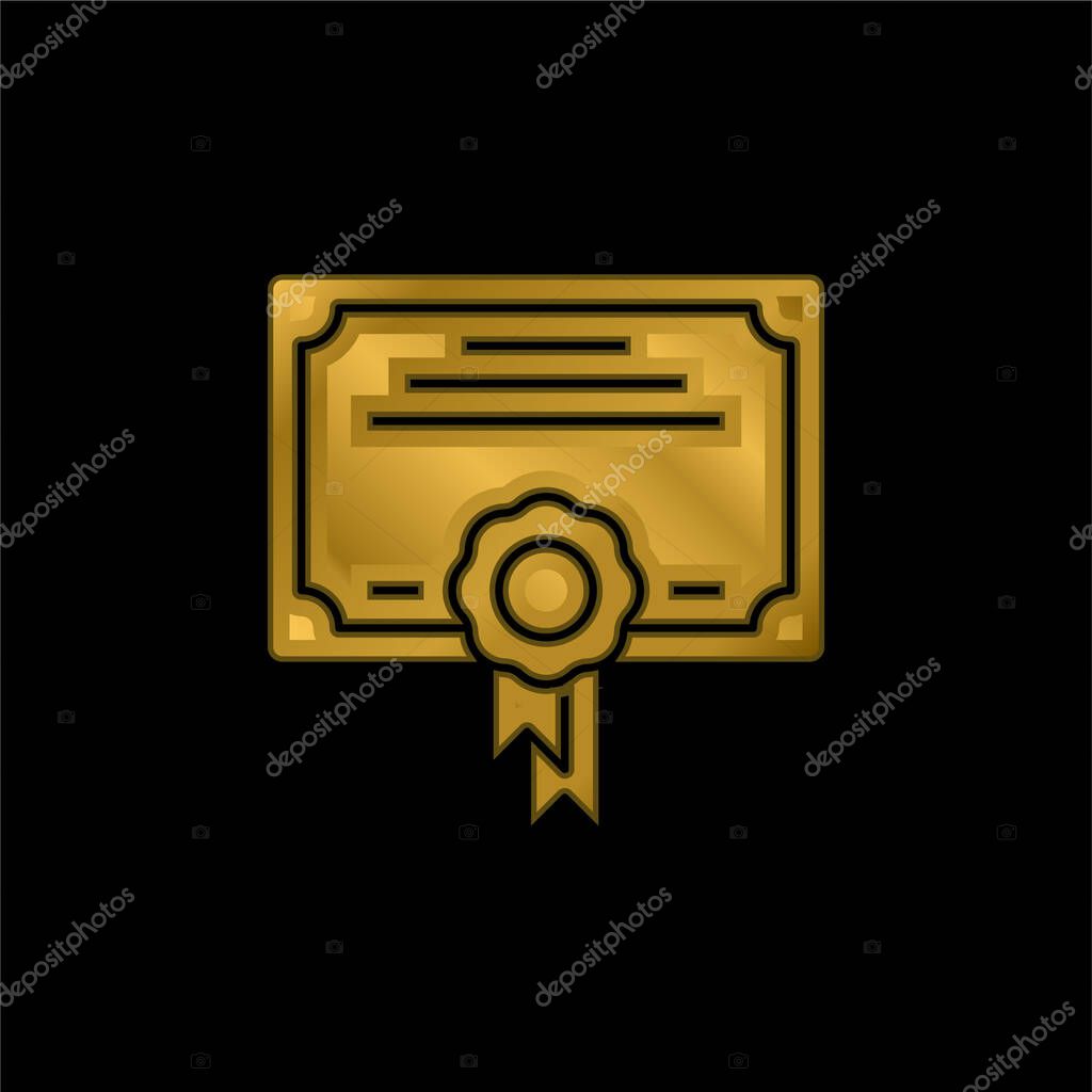 Award gold plated metalic icon or logo vector