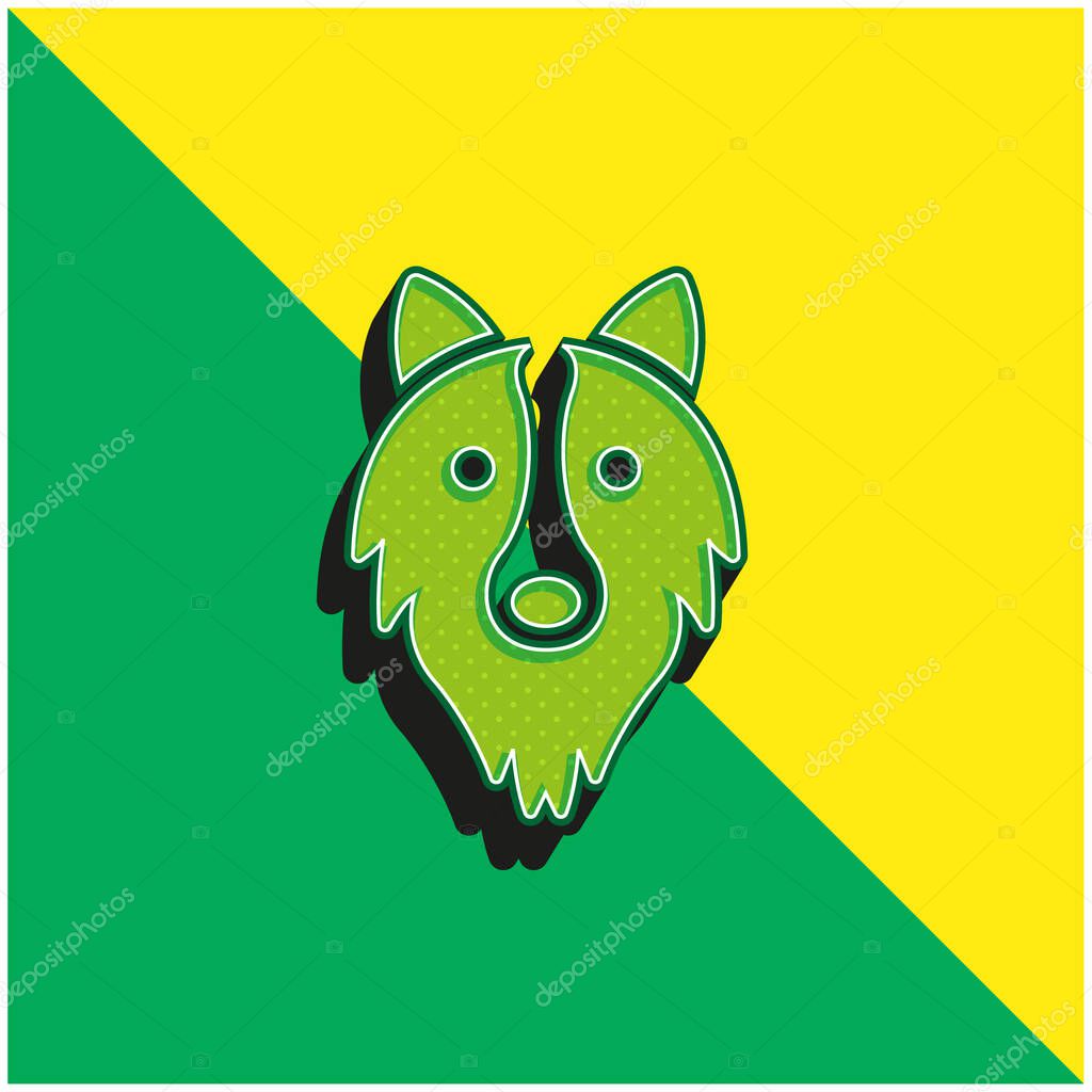 Border Collie Head Green and yellow modern 3d vector icon logo