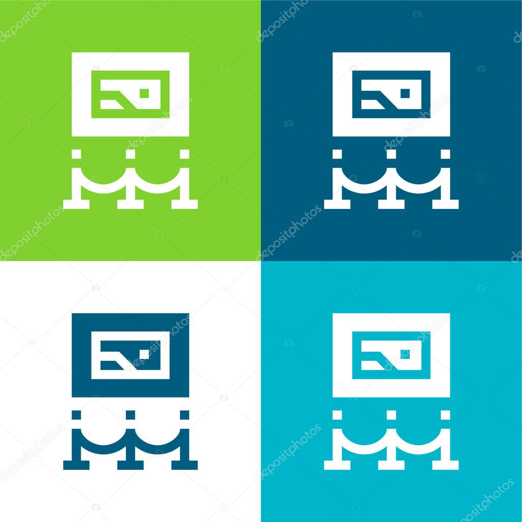 Art Museum Flat four color minimal icon set