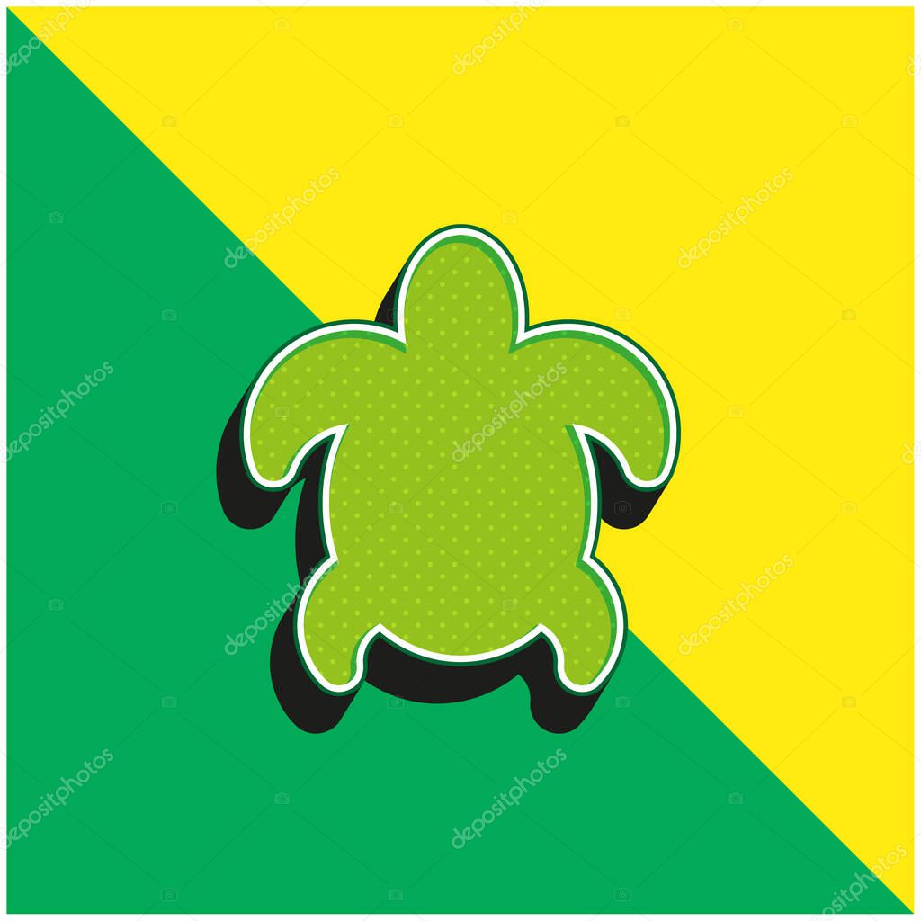 Big Turtle Green and yellow modern 3d vector icon logo