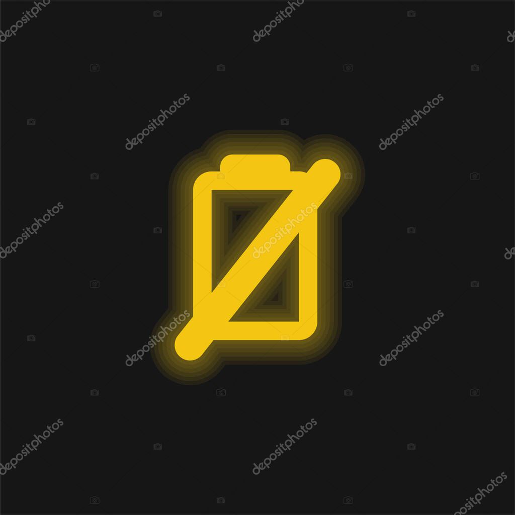 Battery yellow glowing neon icon