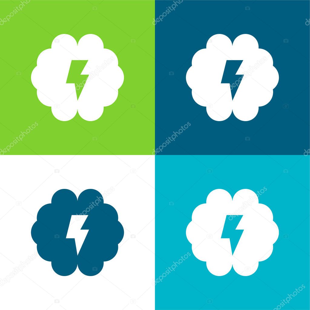 Brain Flat four color minimal icon set