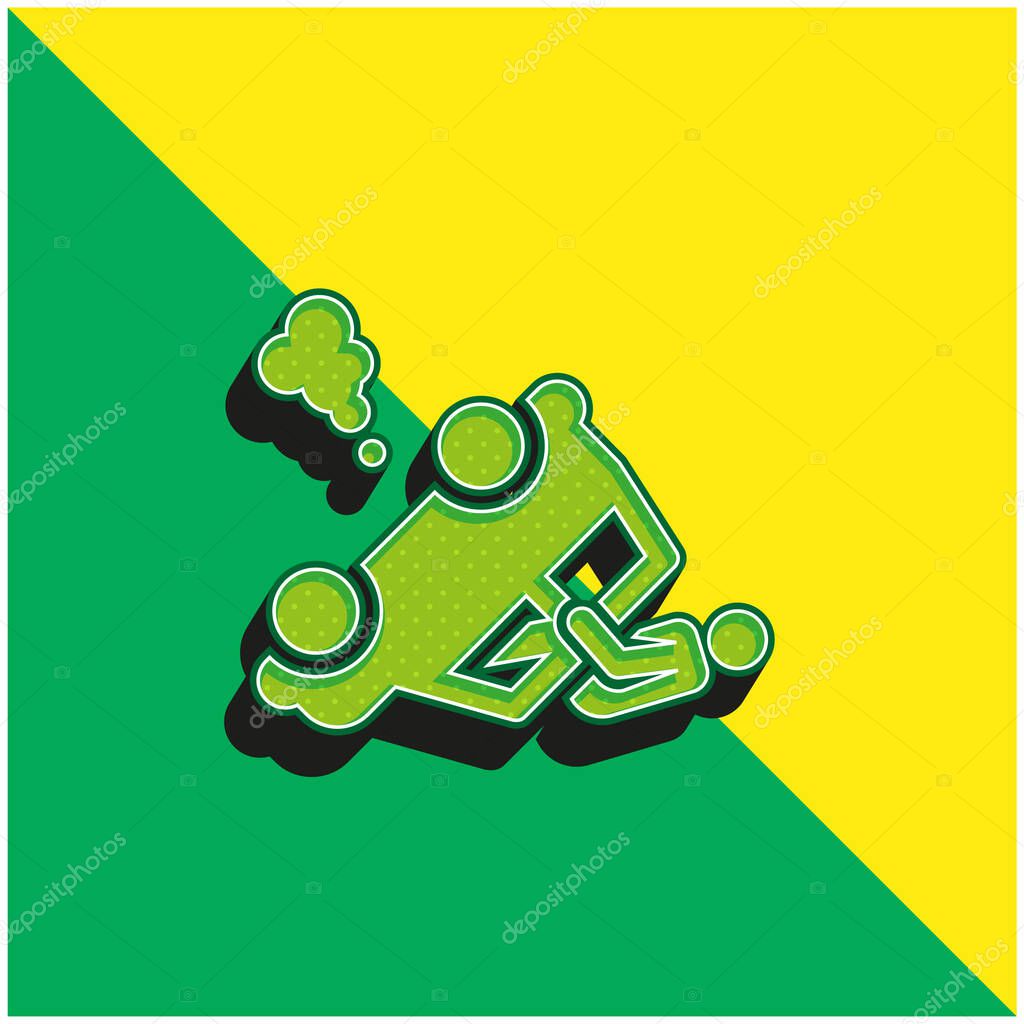 Accident Green and yellow modern 3d vector icon logo