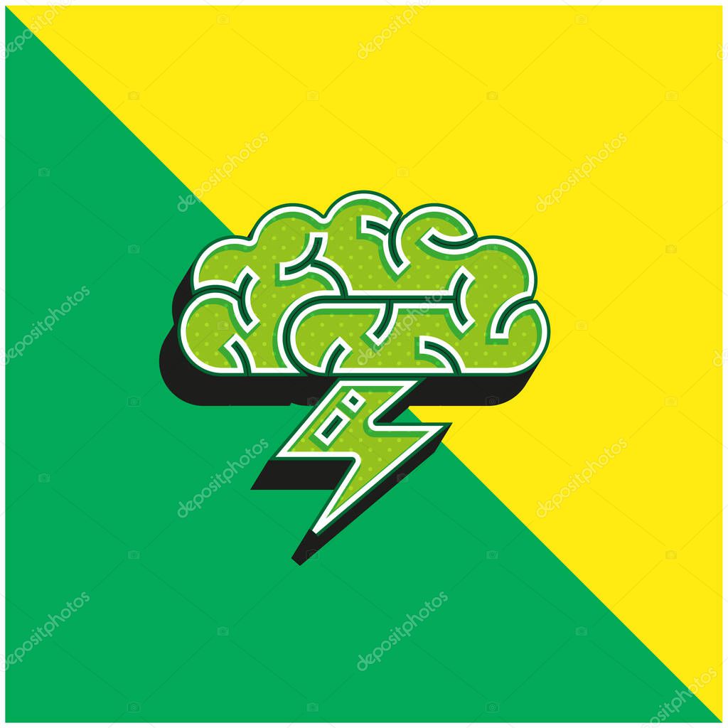 Brainstorm Green and yellow modern 3d vector icon logo