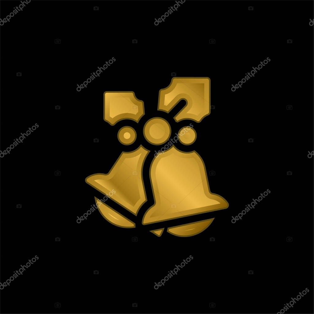 Bells gold plated metalic icon or logo vector