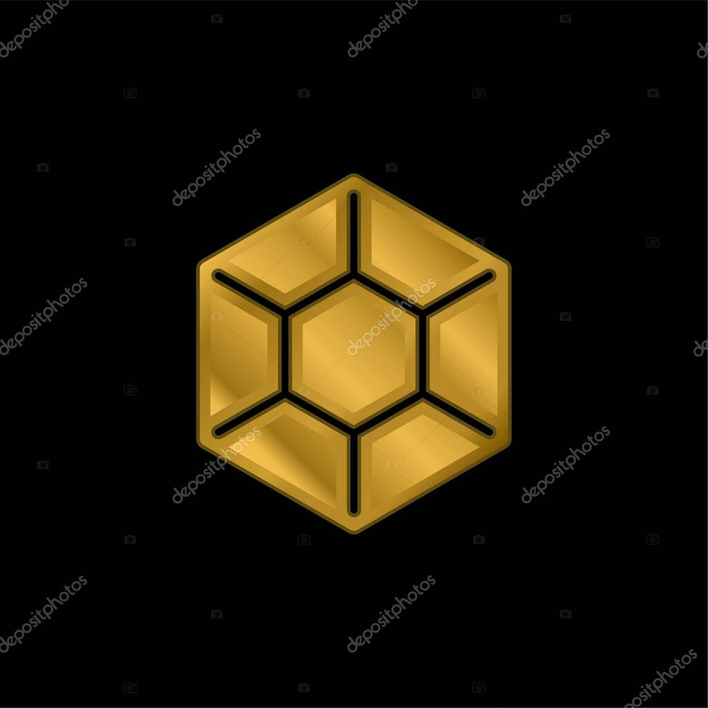 Big Diamond gold plated metalic icon or logo vector
