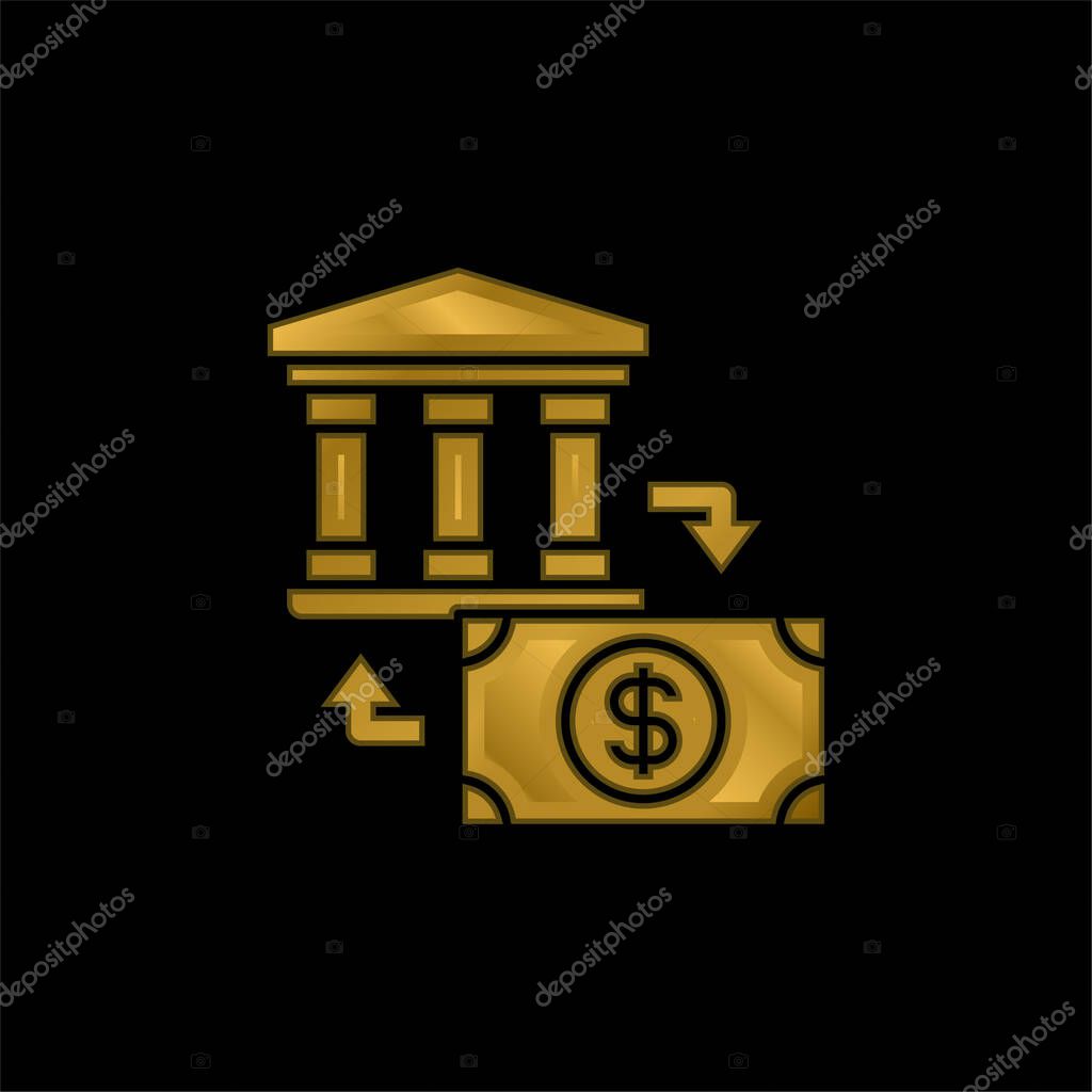Bank gold plated metalic icon or logo vector