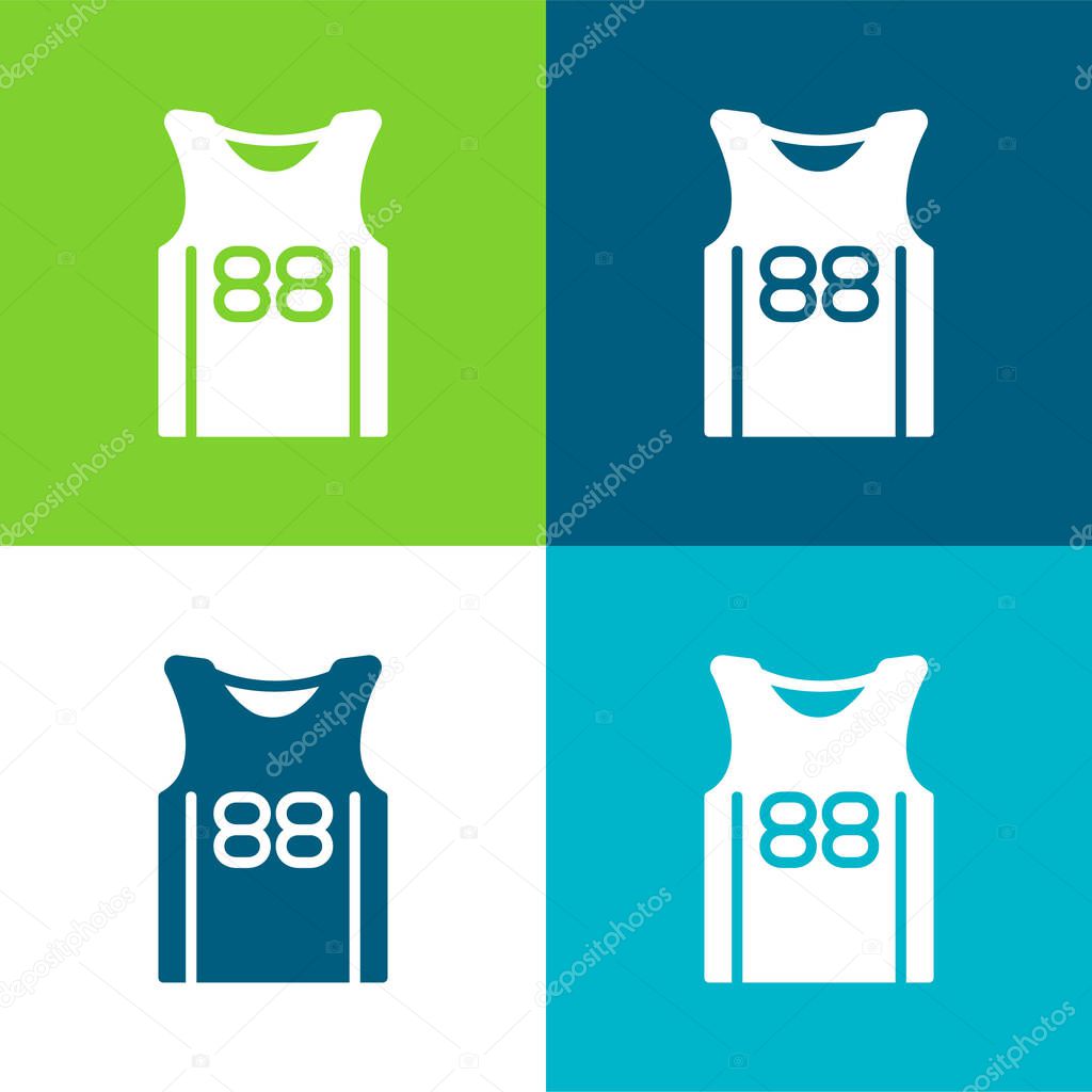 Basketball Jersey Flat four color minimal icon set