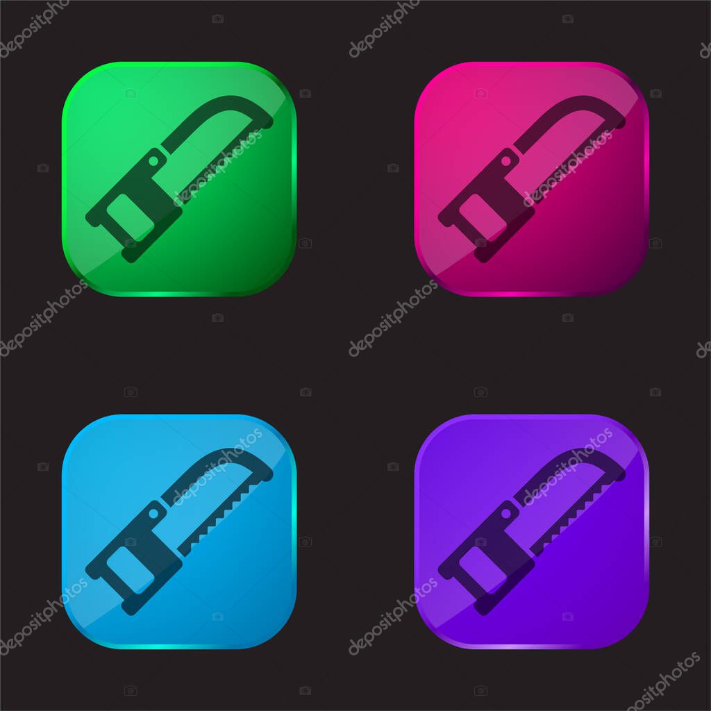 Band Saw four color glass button icon