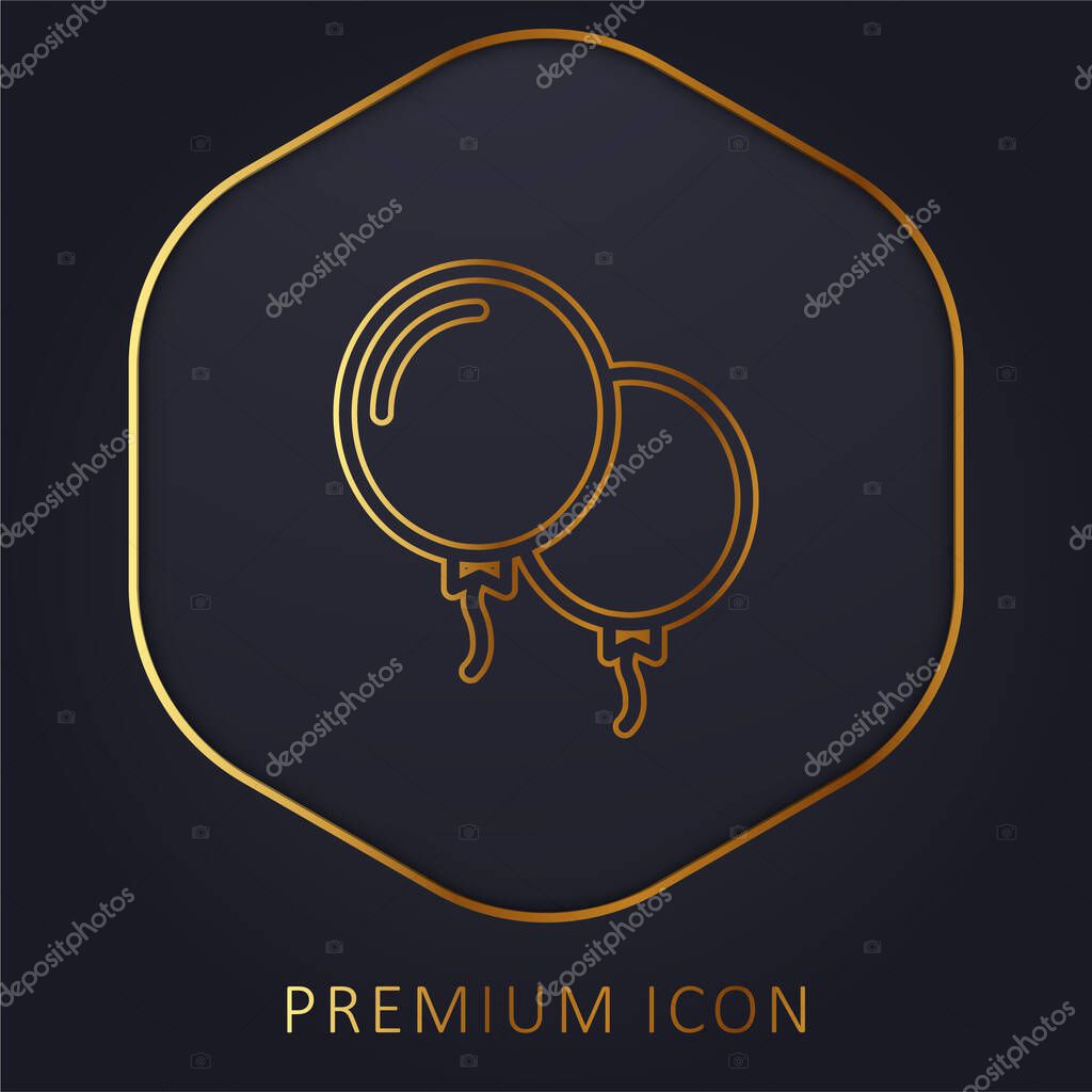 Balloons golden line premium logo or icon