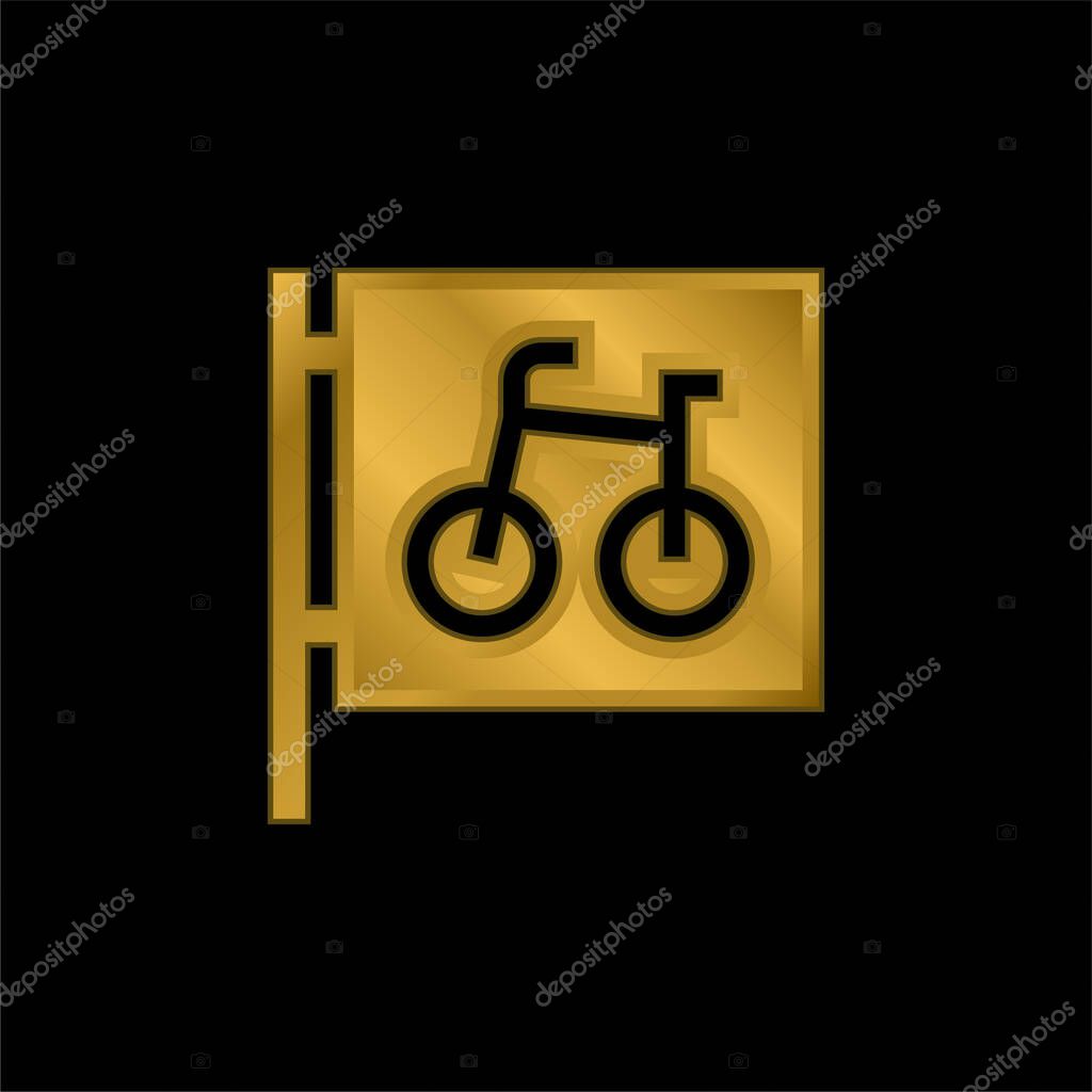 Bicycle Parking gold plated metalic icon or logo vector