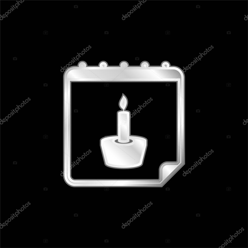 Birthday Reminder silver plated metallic icon