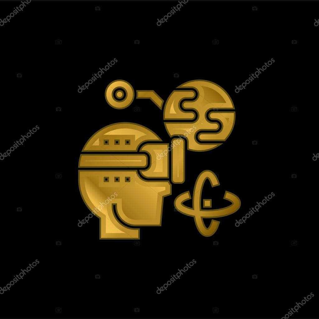 Augmented Reality gold plated metalic icon or logo vector