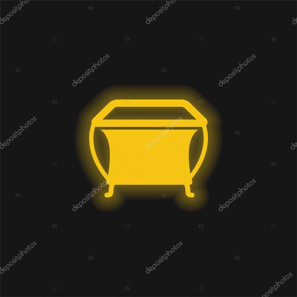 Baby Playpen yellow glowing neon icon