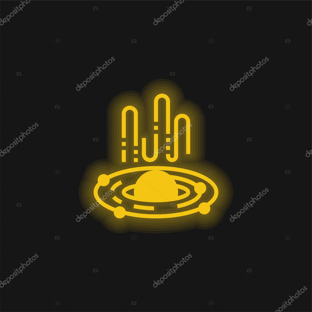 Black Hole yellow glowing neon icon