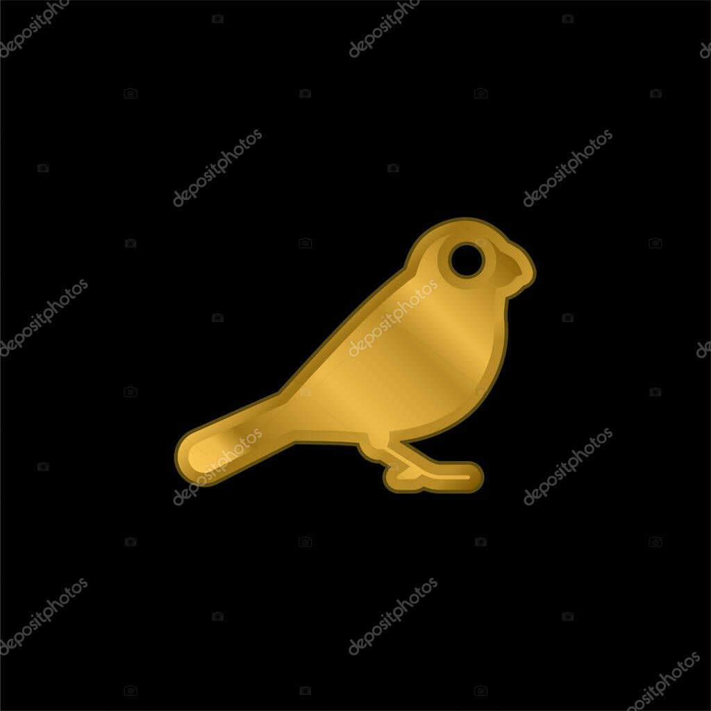 Bird gold plated metalic icon or logo vector