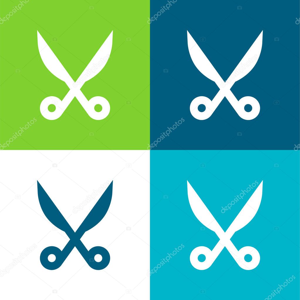 Baber Scissors Flat four color minimal icon set