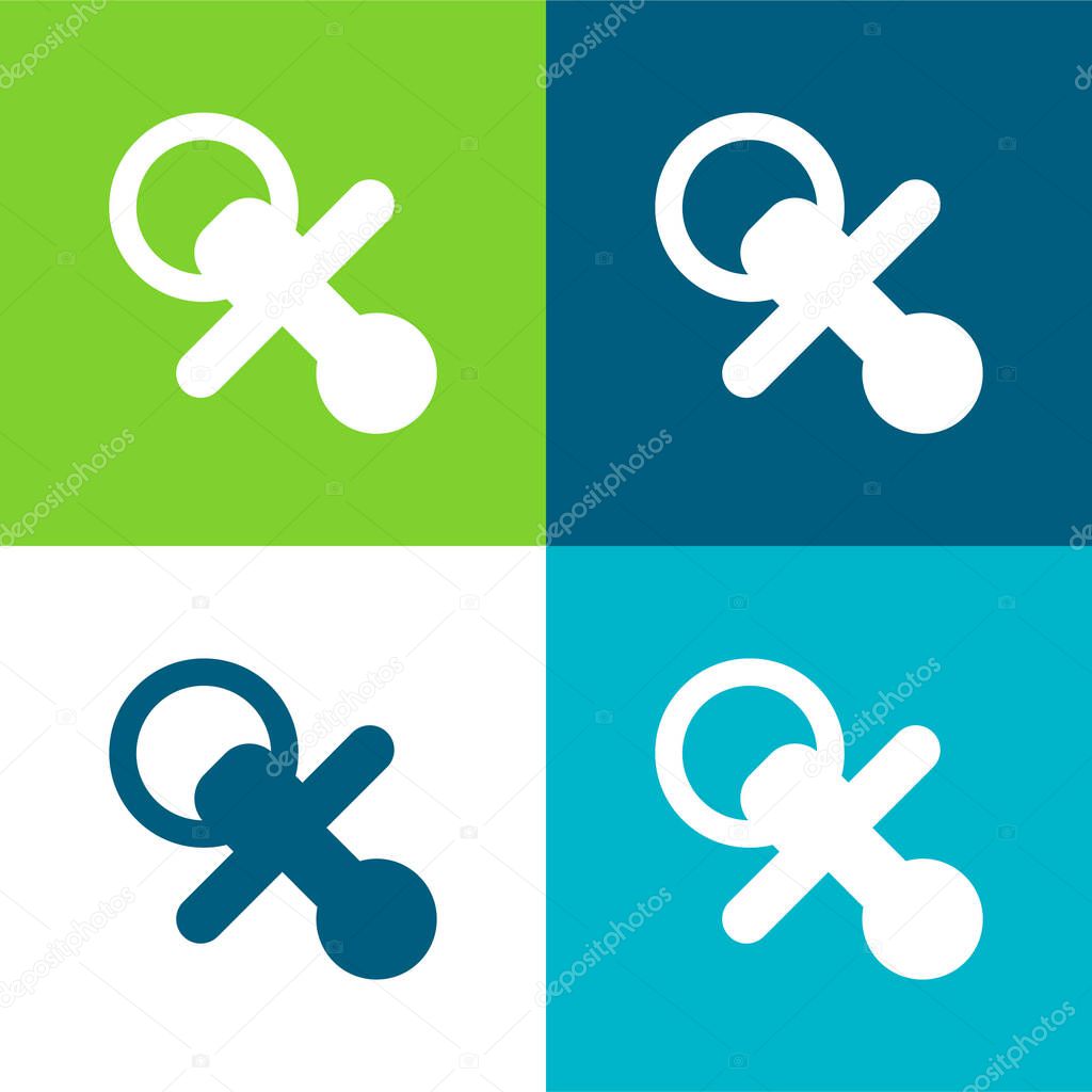 Baby Pacifier Flat four color minimal icon set