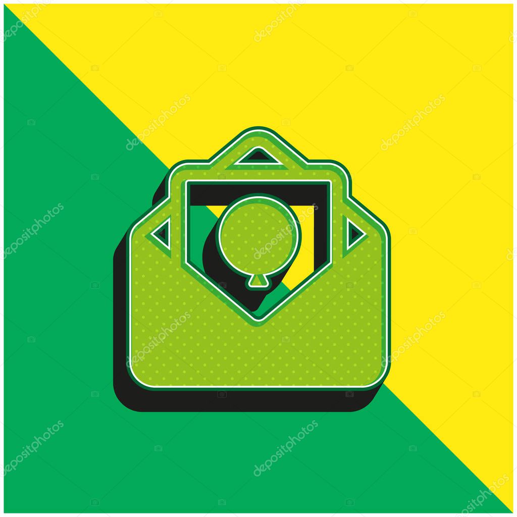 Birthday Card Green and yellow modern 3d vector icon logo