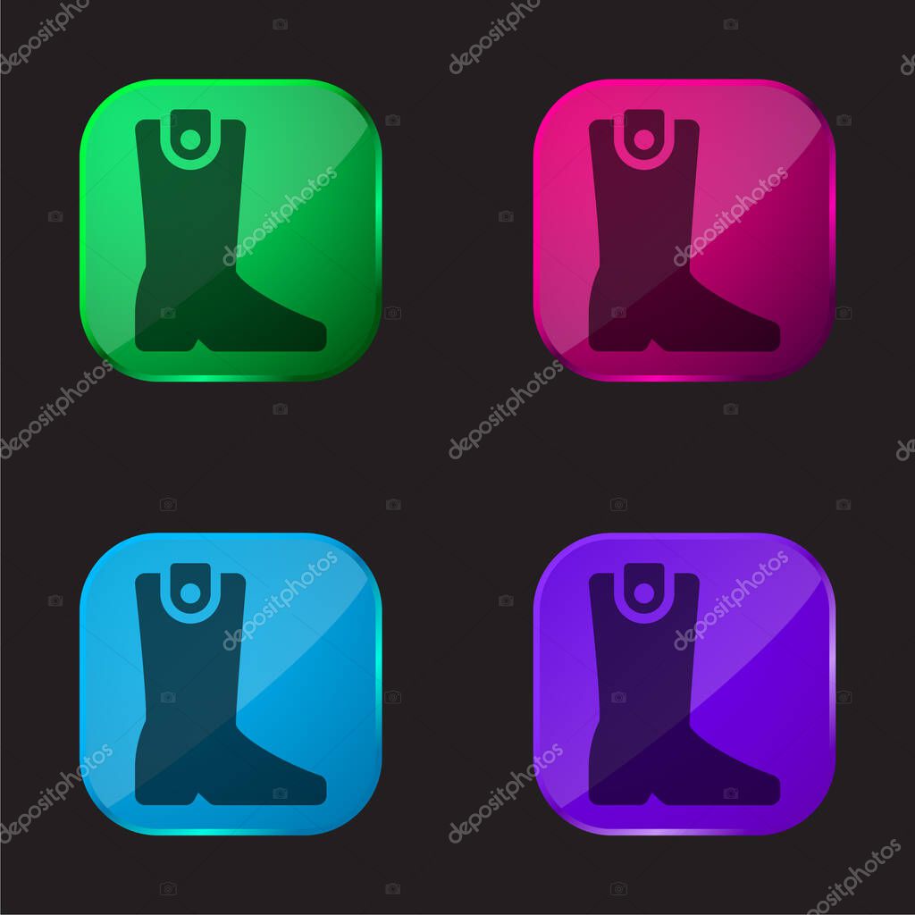 Boot four color glass button icon