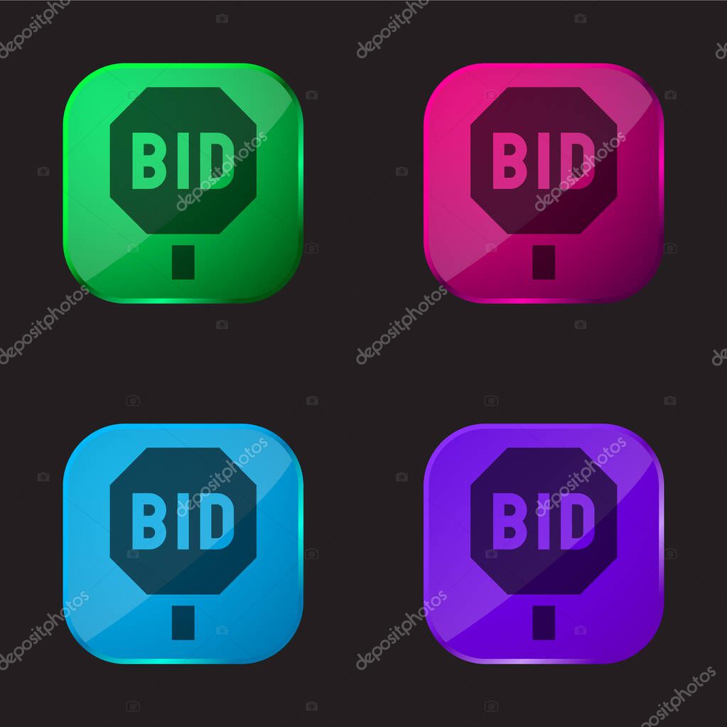 Bidding four color glass button icon