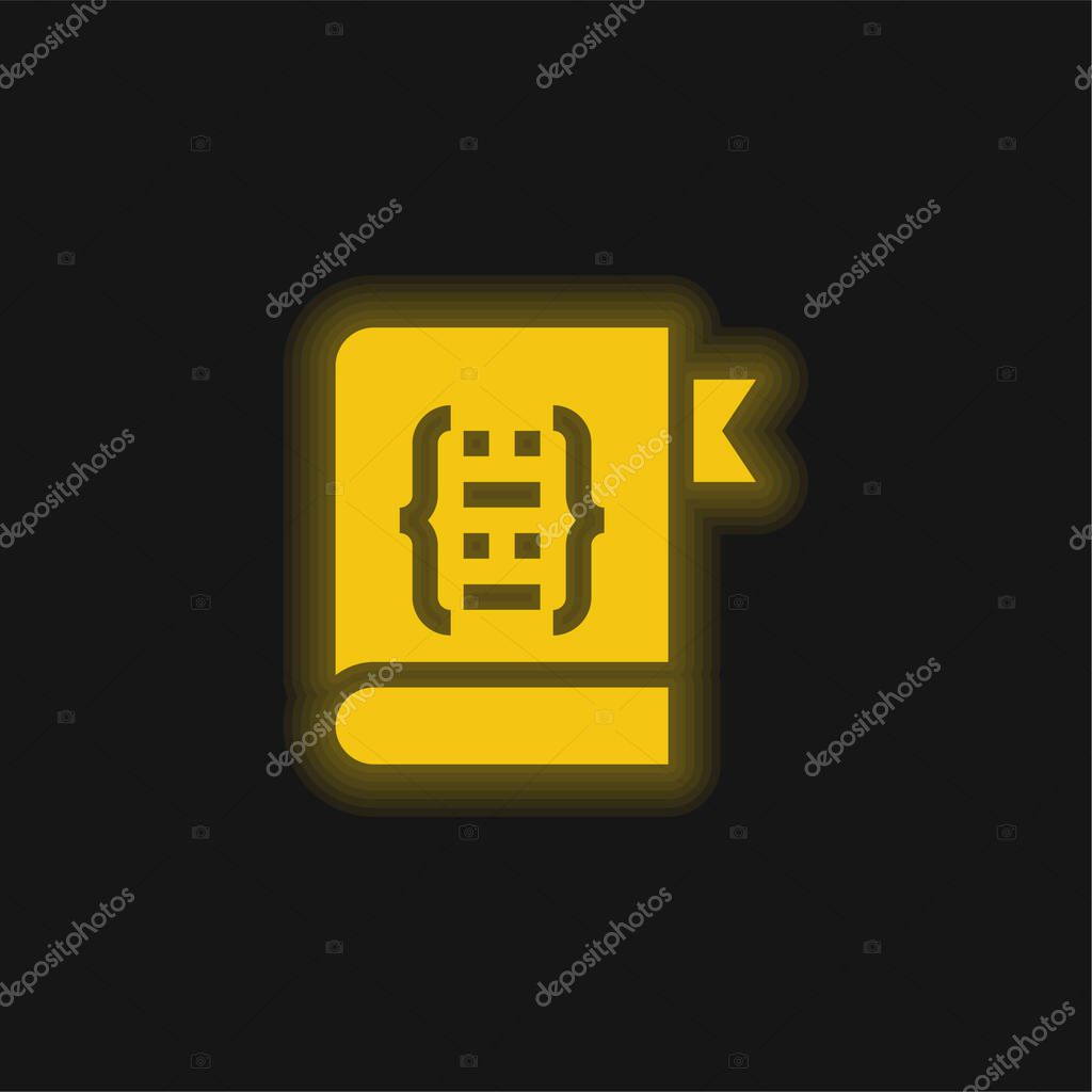 Book yellow glowing neon icon