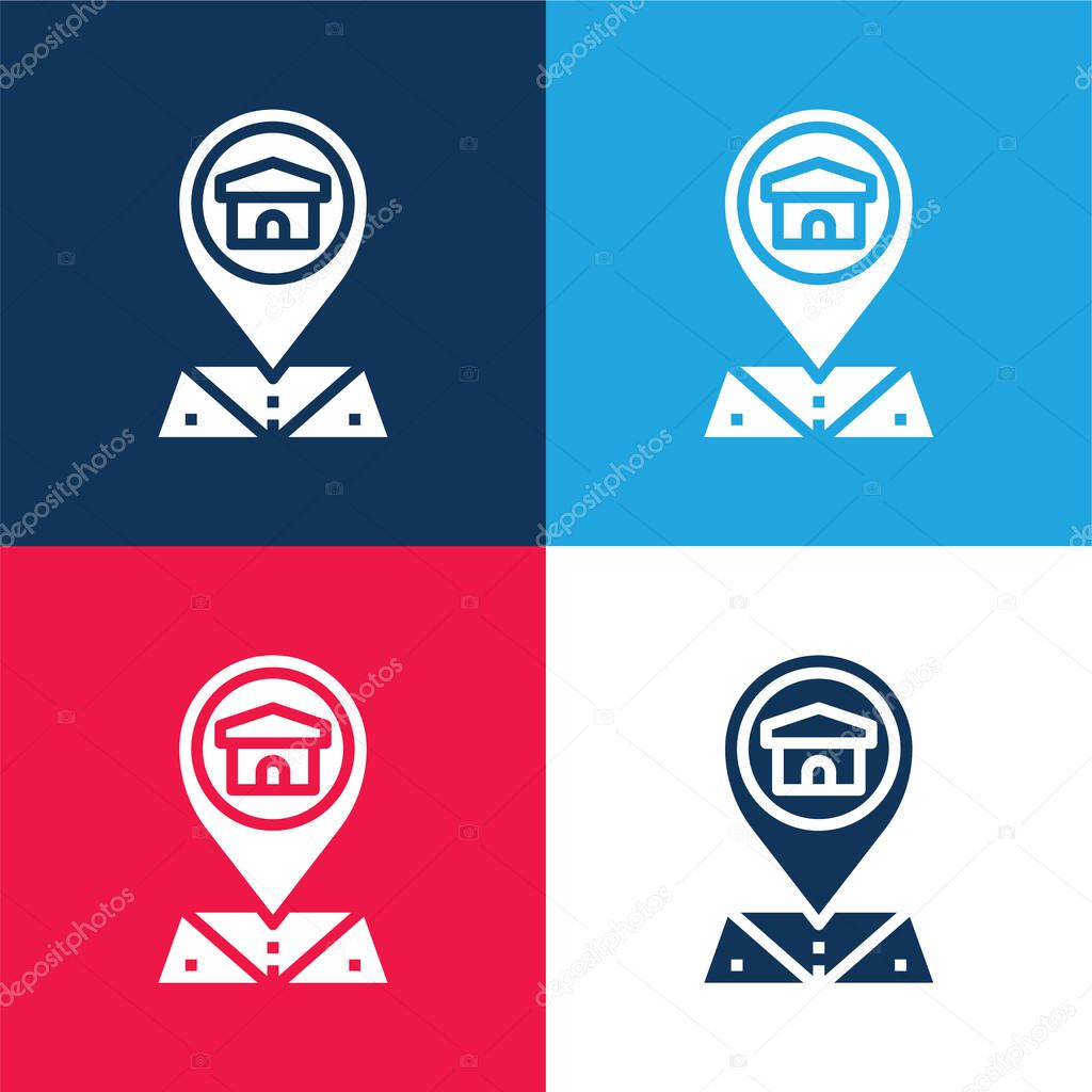 Address blue and red four color minimal icon set