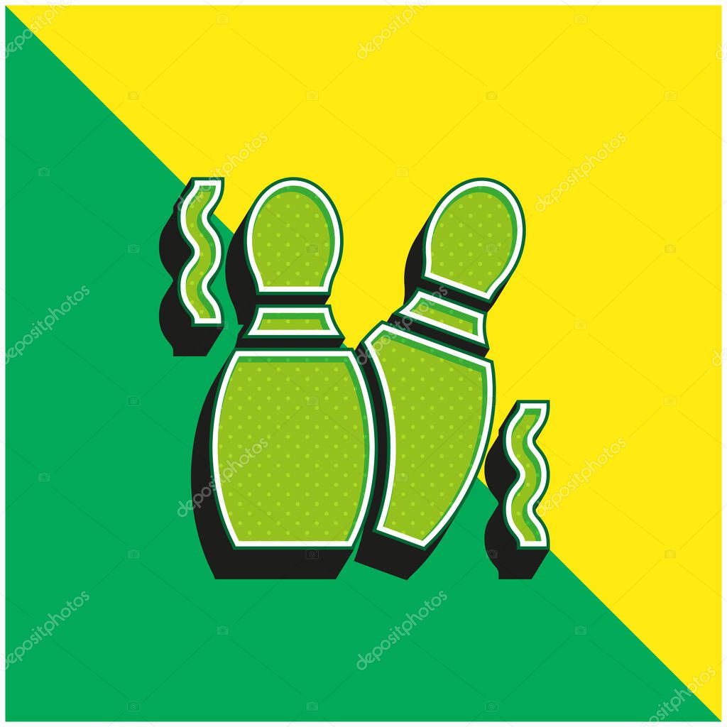 Bowling Pins Green and yellow modern 3d vector icon logo