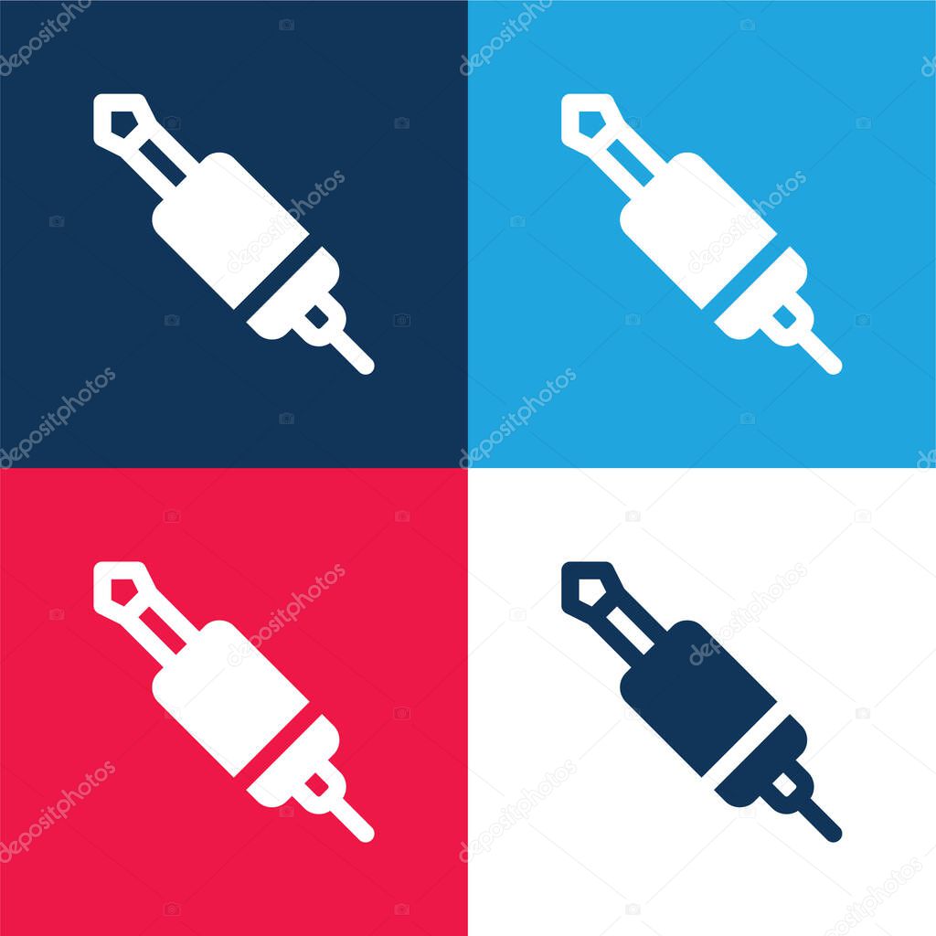 Audio Jack blue and red four color minimal icon set