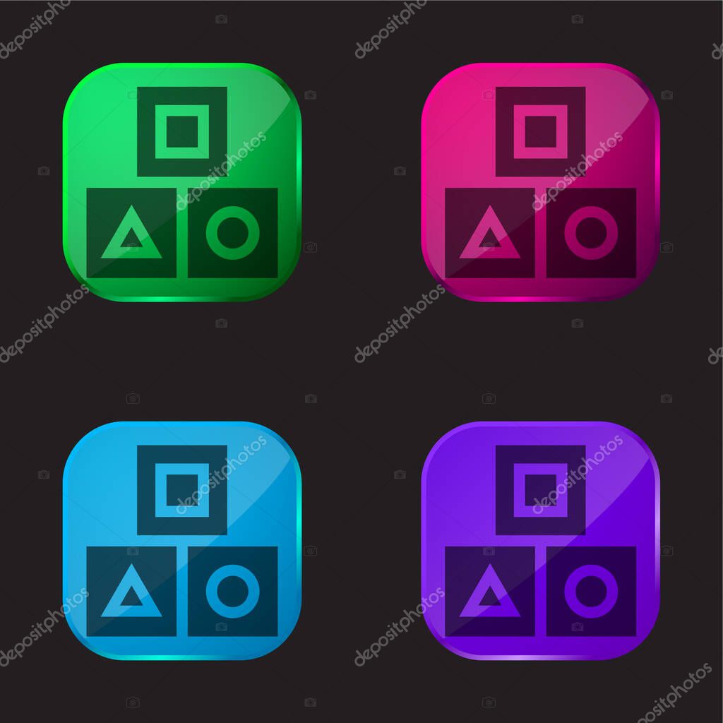 Block four color glass button icon