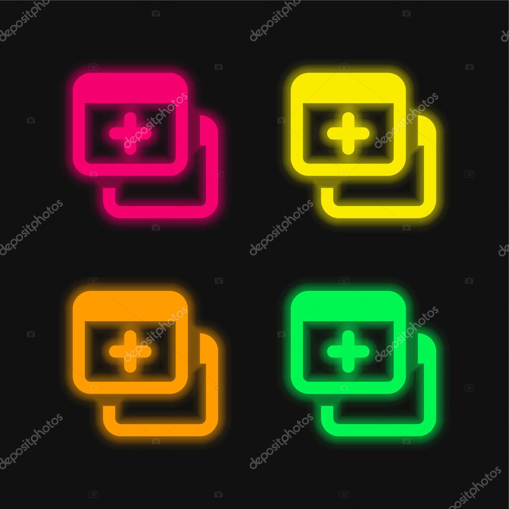 Add four color glowing neon vector icon